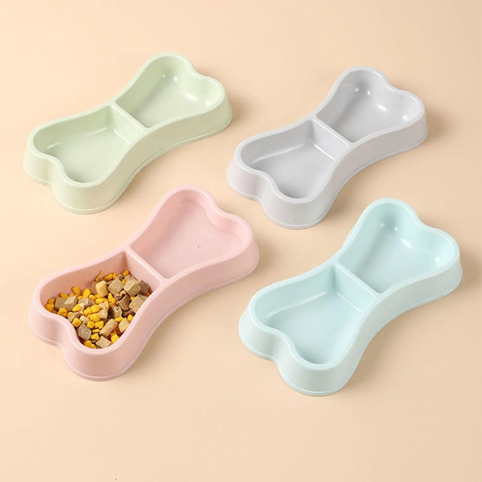 pet bowl Bone-Shaped Pet Bowls 2 in 1 Food & Water Dish with Non-Slip Base Cat Feeding Set for Small Spaces Pet feeding Zpaxo
