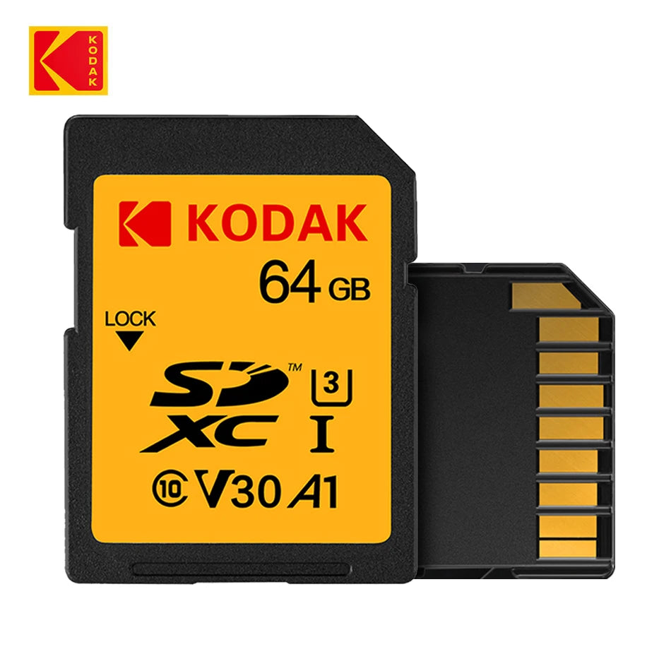 KODAK SD Card for Camera High Speed 100MB/s C10 Memory Card 32GB 64GB 128GB 256GB SDXC A1 U3 V30 UHS-I sdcards for 4K HD SLR DV Zpaxo