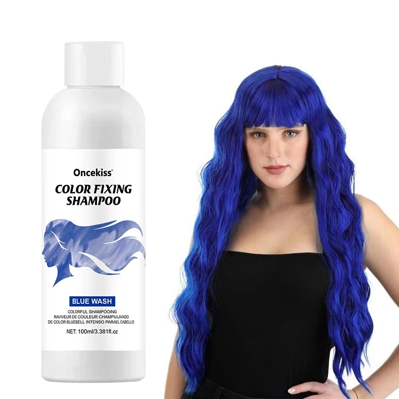 Semi-permanent Hair Color Dye Shampoo,Unisex Color Protecting And Fixing Shampoo Instant Hair Color Long-lasting Shine Hair Care Zpaxo BLUE
