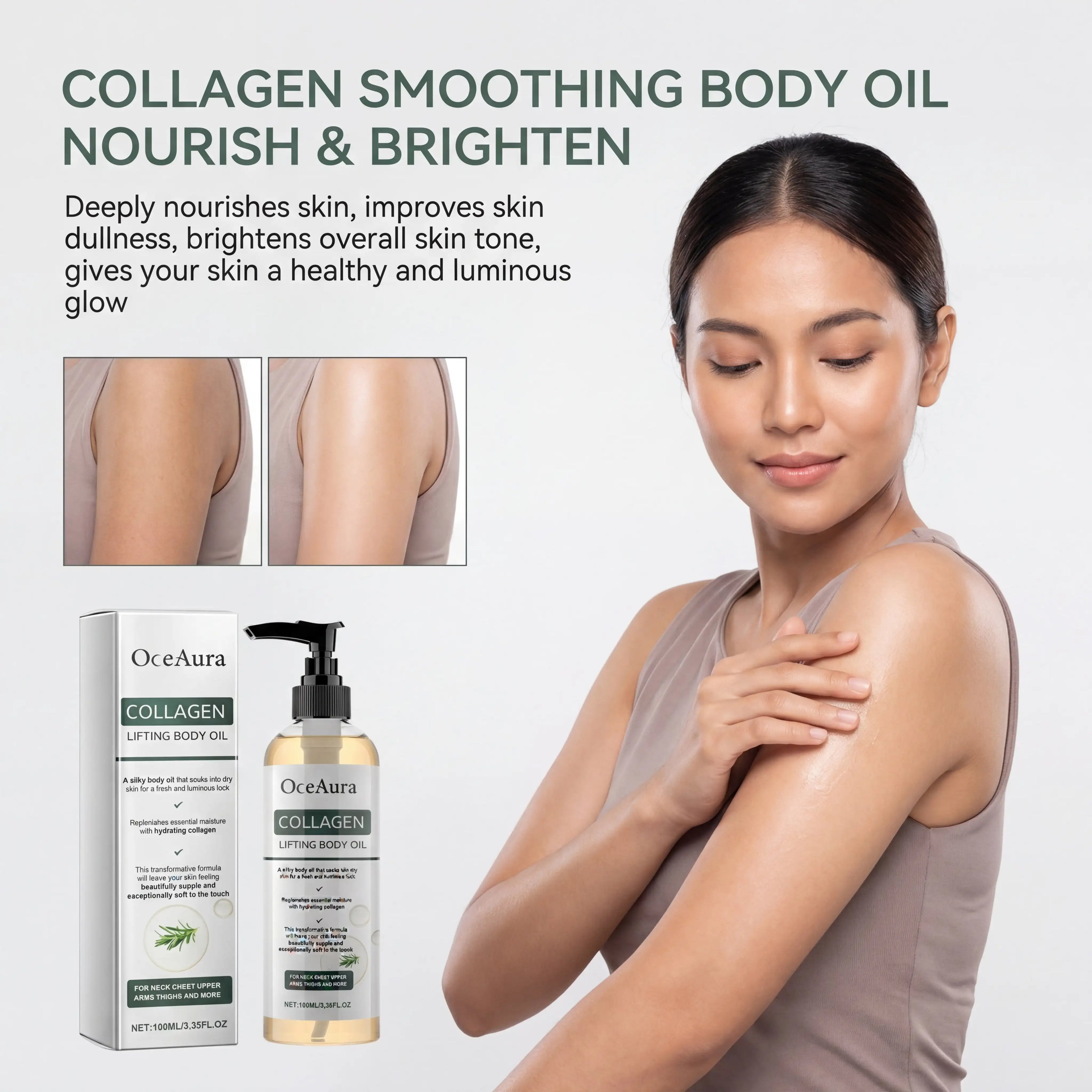 100/200/300/400/1000ml Collagen Body Oil Long Lasting Moisturization Stabilizing Restoring Flaky Skin Care Moisturizing Zpaxo