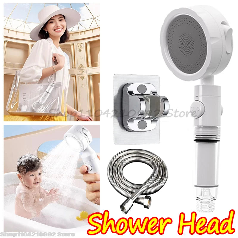 Portable Pressurized Filtration Shower Head with Antibacterial Nozzle for Water Purification Suitable for Travel and Hotels Zpaxo