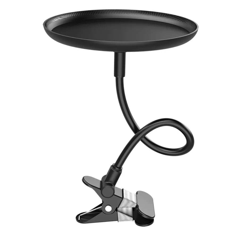 with Clamp Car Cup Holder Tray 360° Swivel Arm Rotatable Car Swivel Tray Adjustable Stretchable Car Tray Table Dining Table Zpaxo Black