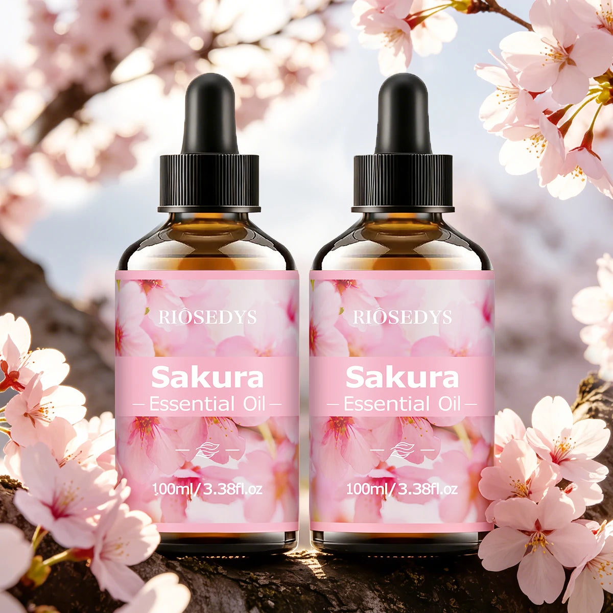SAKURA ESSENTIAL OIL Suitable Massage Skincare Deeply Nourishes Zpaxo SAKURA 2pcs 100ml