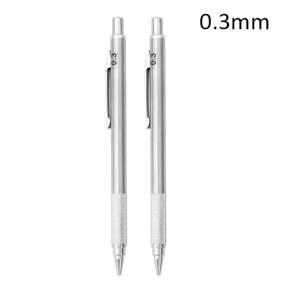 0 3 5 7 9 1 Metal Mechanical Pencil 2B HB Lead Art Sketch Drawing Zpaxo 2Pc Pencil 0.3mm