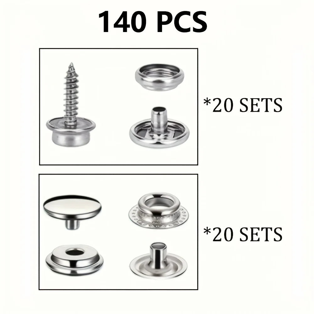 Heavy-Duty Snap Fastener Tool Set/ Canvas Snap Refill Kit-Adjustable with Punching Function, for Boat Covers, Canvas, Tarps Zpaxo Button Refill Pack
