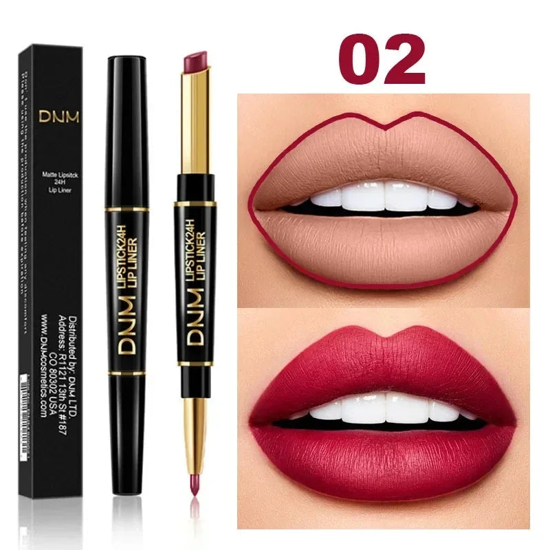 1 Matte Lipstick Pencil Double Ended Lip Liner Pen Red Nude Long Zpaxo 02
