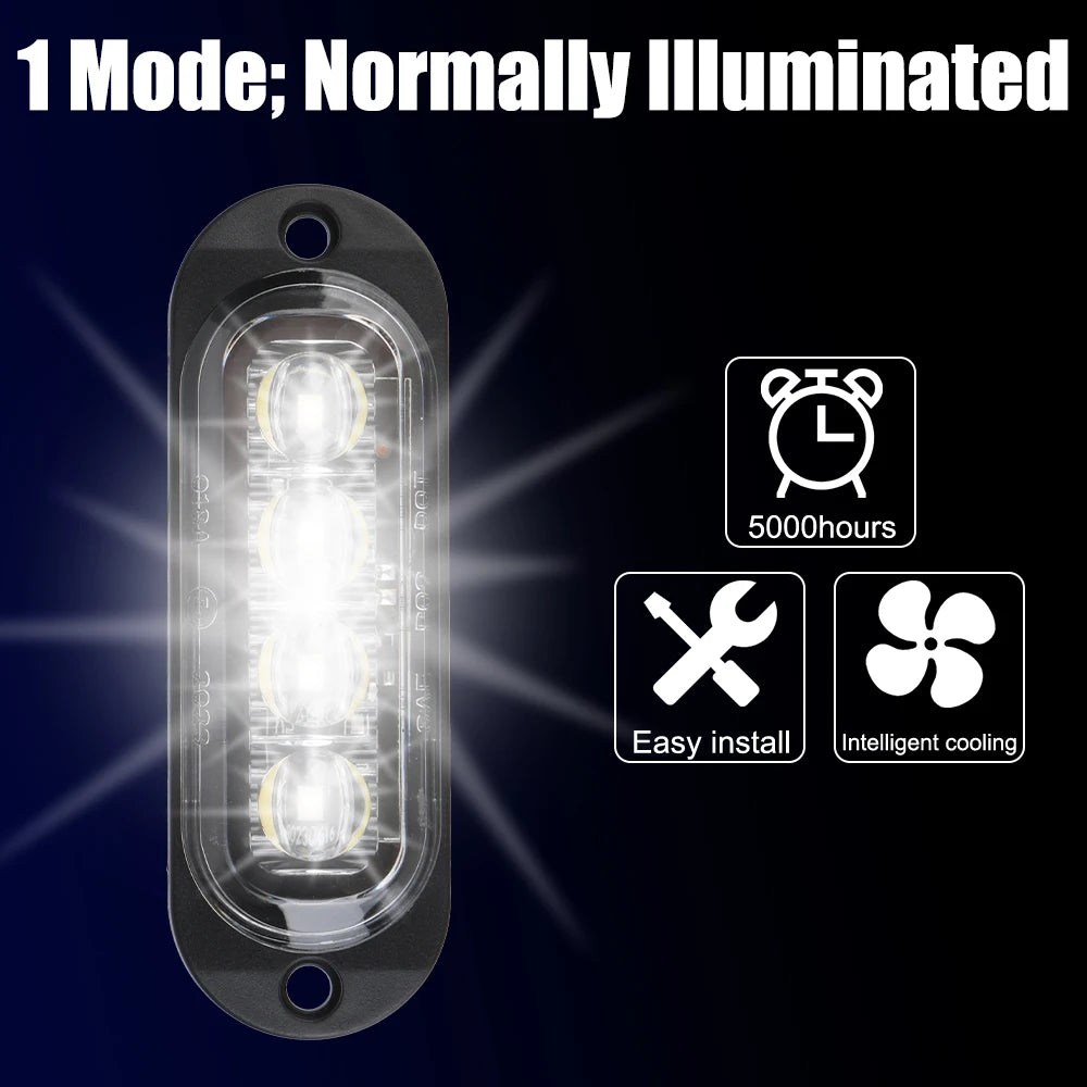4LED LED Side Light Car Truck Trailer Beacon Lamp Warning Light DC 12V 24V Marker Light Waterproof Zpaxo