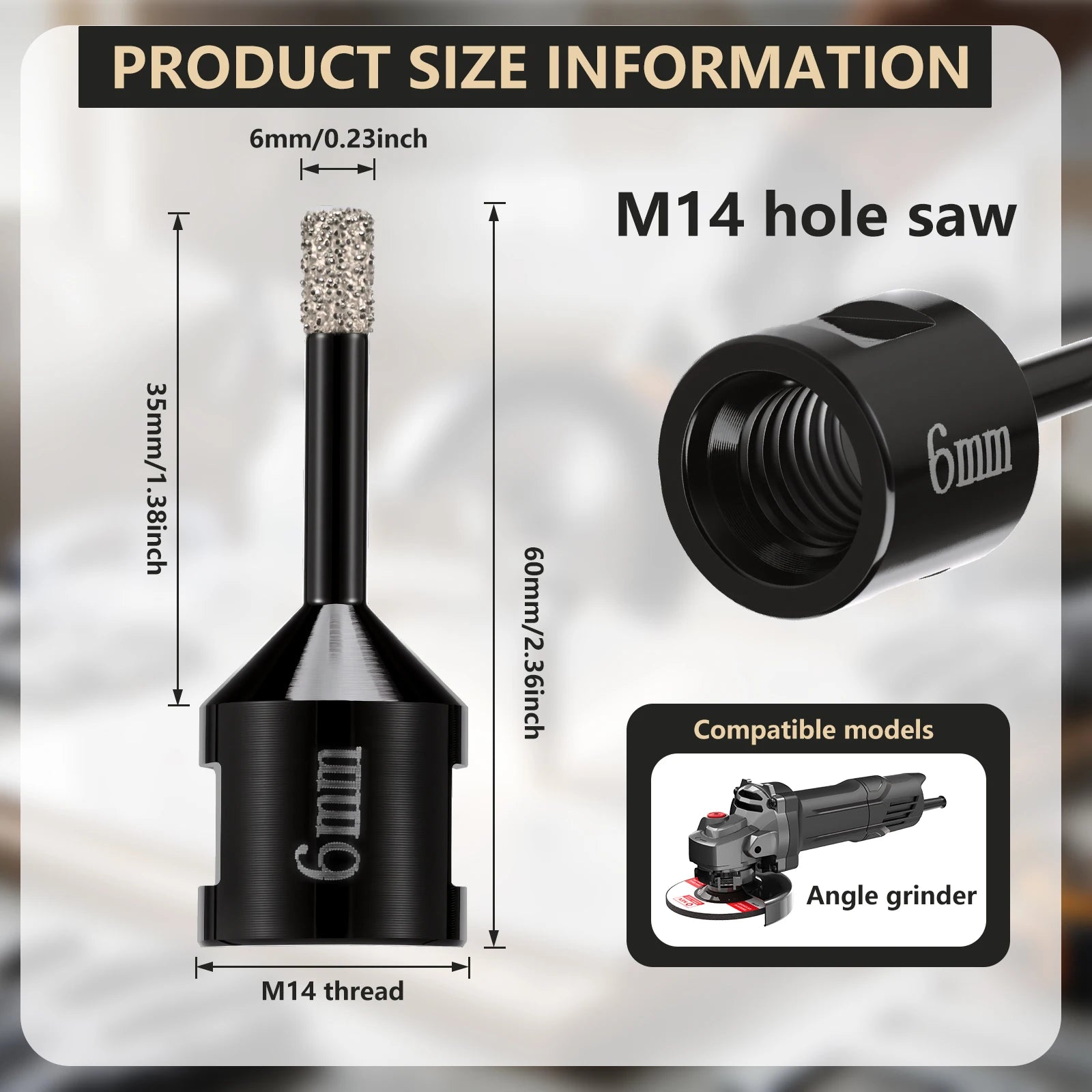 6mm Brazed Diamond Core Drill Bit Angle Grinder Hole Saw For Ceramic Tile Porcelain Marble Quartz Dry Cutting Milling Bits Zpaxo 6mm
