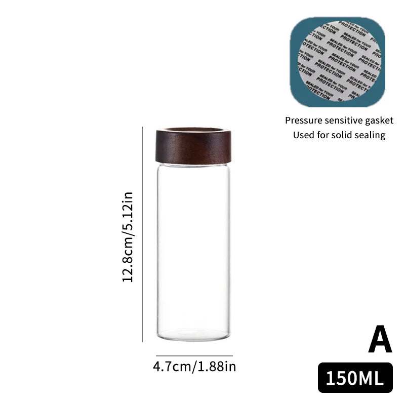 CMMini Wood Lid Coffee Beans Storage Container Tube Kitchen Sealed Zpaxo 150ML A