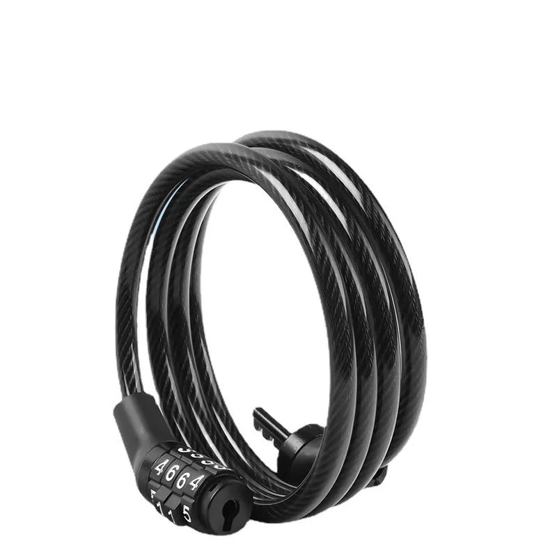 Bicycle Mountain Bike Four Digit Password Lock Electric Bike Steel Cable Lock Durable Wear-resistant Anti-theft Riding Equipment Zpaxo Bicycle lock