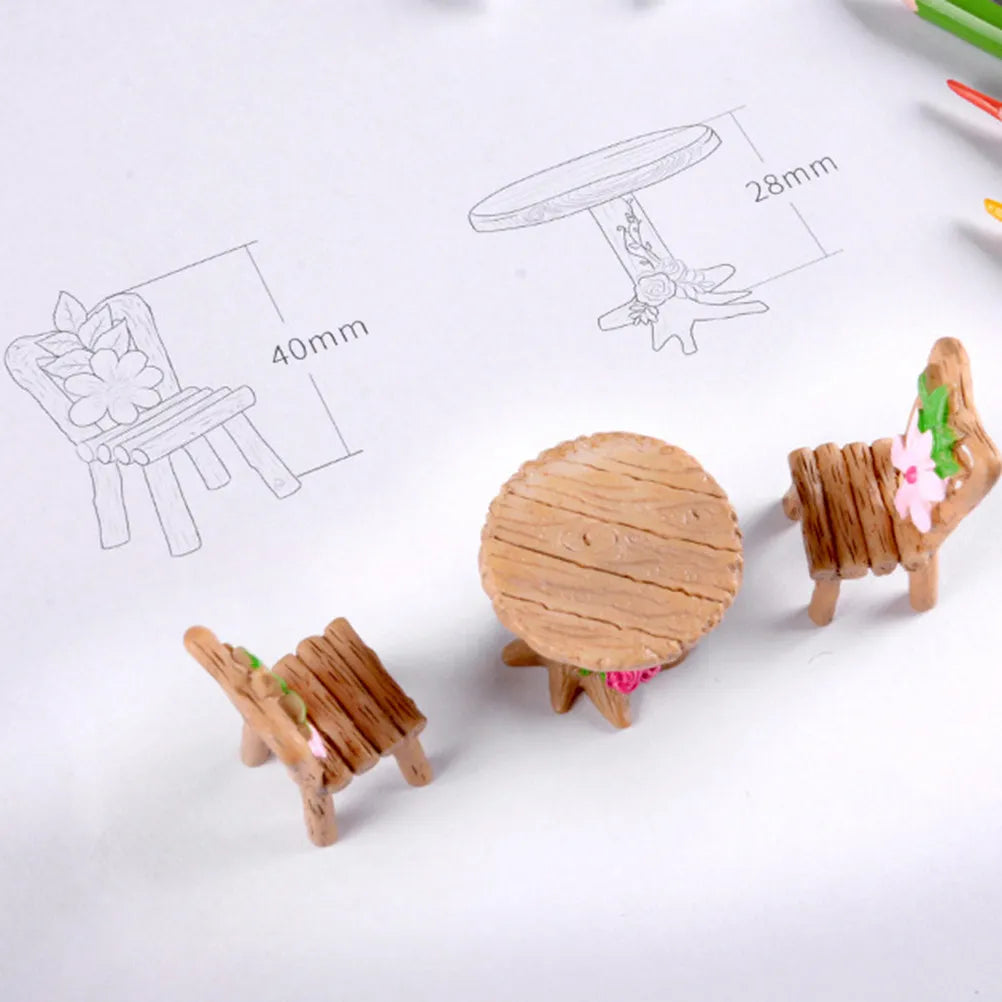 Moss Micro Landscape Succulent Plants Decoration Resin Table Chair