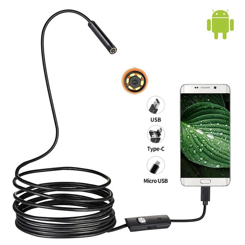 3IN1 Mini Endoscope Camera Android Micro USB Type-C 5.5/7mm Borescope Waterproof LED Car Inspection for Laptop PC Sumsang Huawei Zpaxo