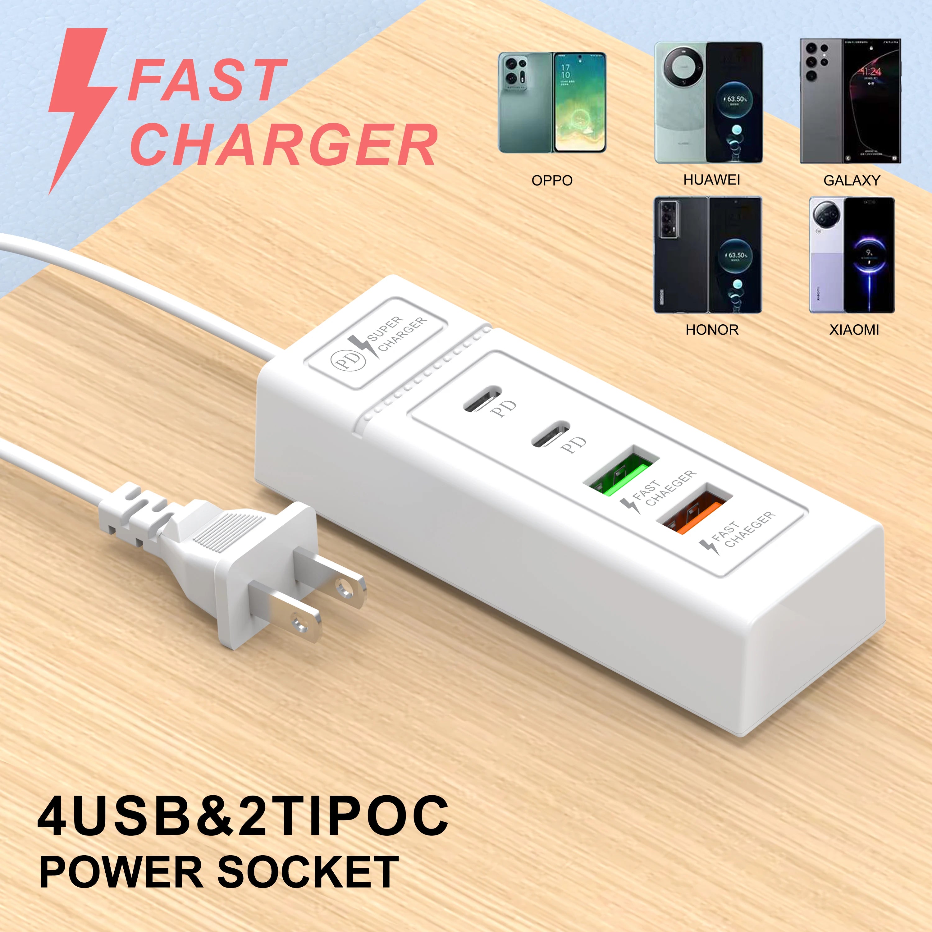 Maerknon 4-Port USB PD Wall Charger 3.1A – Fast Charging EU/US USB Wall Charger Zpaxo