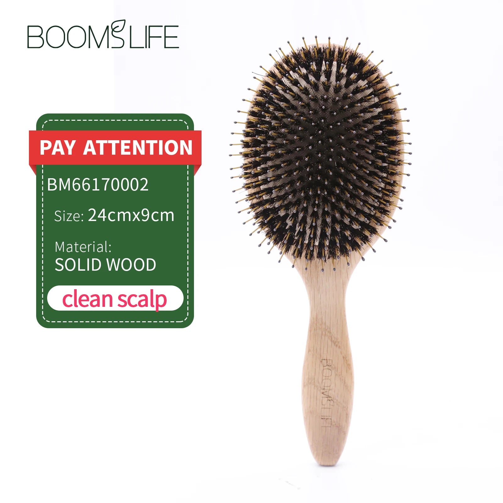 Boar Bristle Hair Brush Women Scalp Massage Brush Wood Comb For Hair Detangling OAK Wooden Hair Brush Barber Zpaxo big size China Mainland