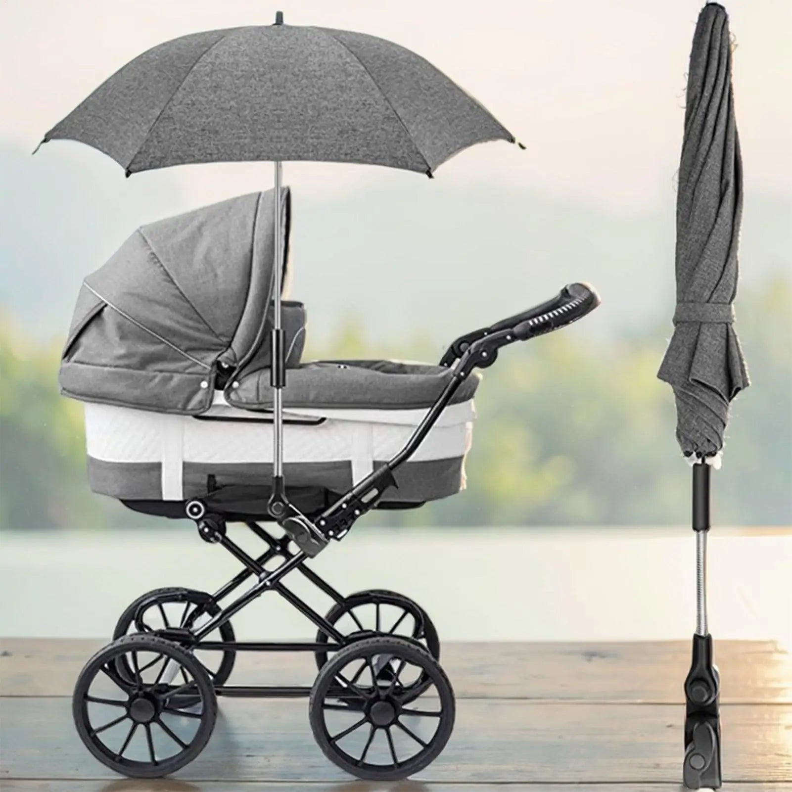 Wheelchair Umbrella Stroller Clamp Sun Protection Clamp Pushchair Umbrella For Beach Lawn Camping Outdoor Garden Poolside Zpaxo