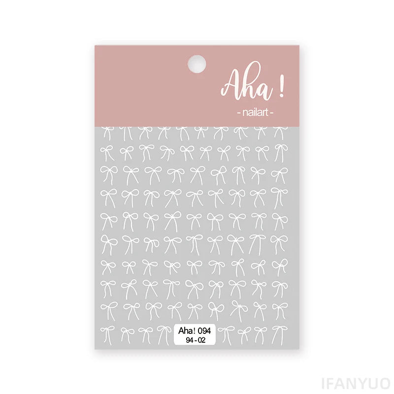 Wine Red Gilt Bow Nail Sticker Silver Gold Laser Nail Sticker Combination of Different Sizes Self-Adhesive Nail Art Decoration Zpaxo 094-02