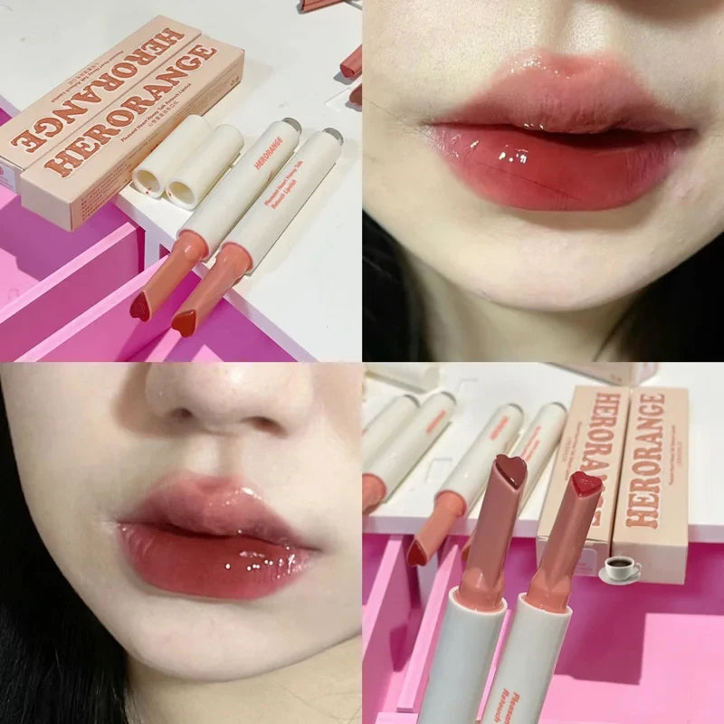 Mirror Glass Solid Lip Glaze Moisturizing Heart Shape Water Light