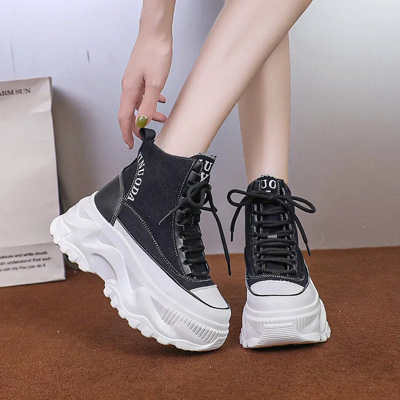 Fashion Chunky Platform Motorcycle Boots Women Autumn Winter Thick Zpaxo