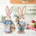 2x Artificial Straw Rabbit Souvenir Bunny Figurine Easter Straw Bunny Ornaments for Easter Holiday Party Household Decoration Zpaxo style D
