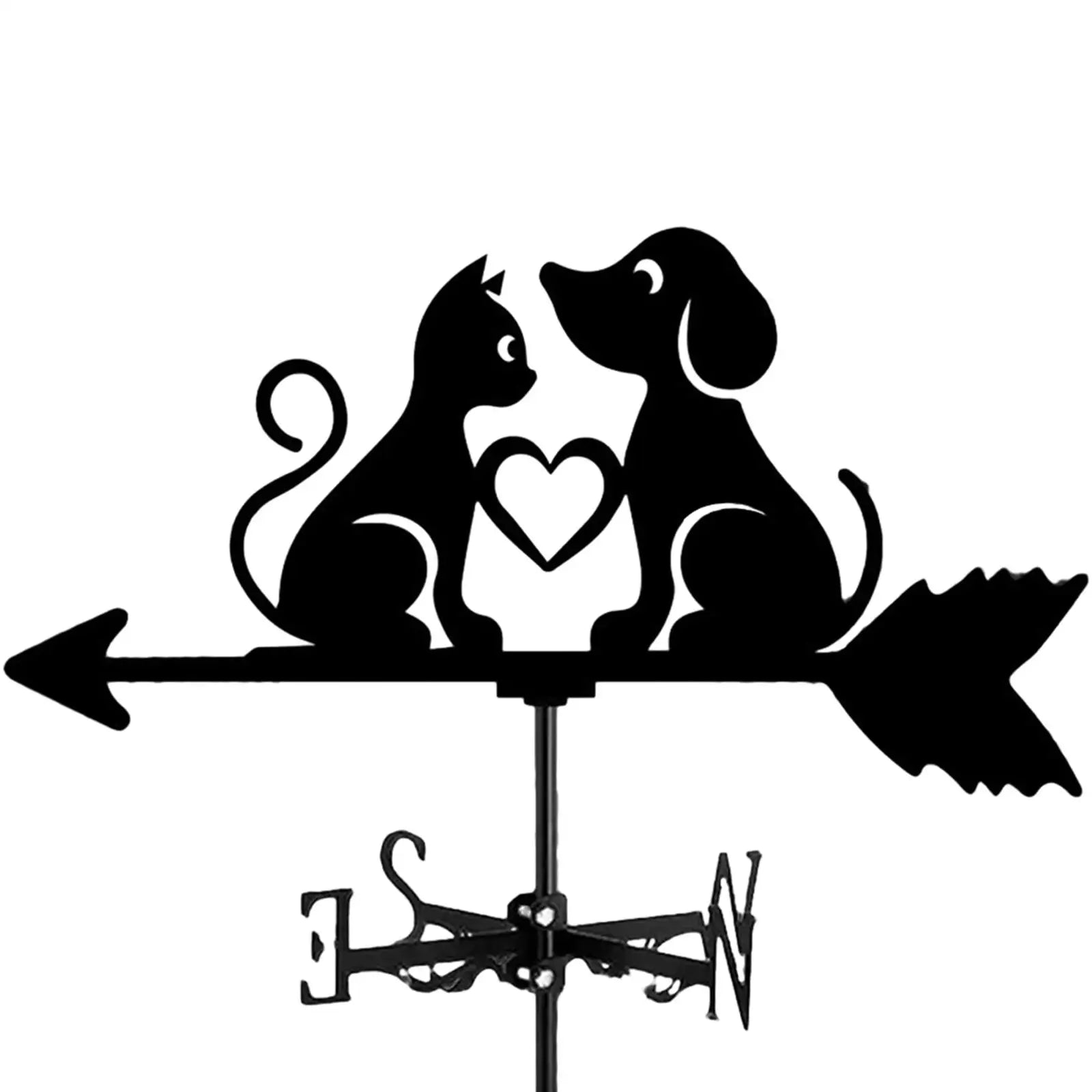Dog & Cat Silhouette Metal Weathervane | Wind Direction Indicator Garden Weathervane Zpaxo