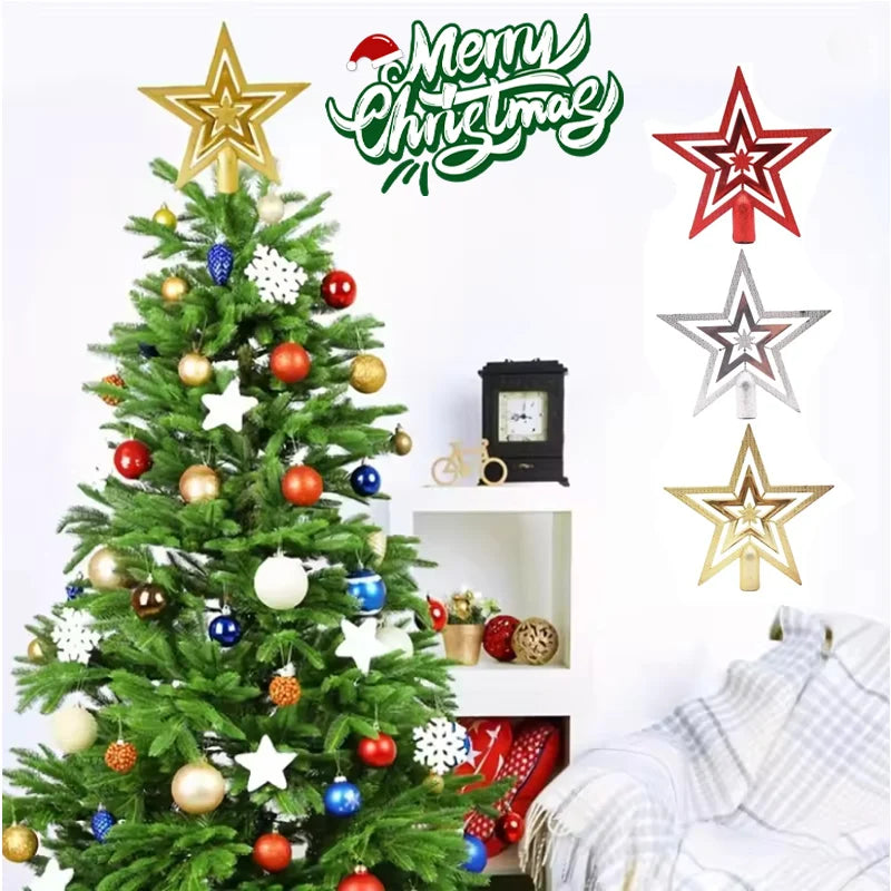 Glittering Five-point Star Topper Durable Plastic Christmas Tree