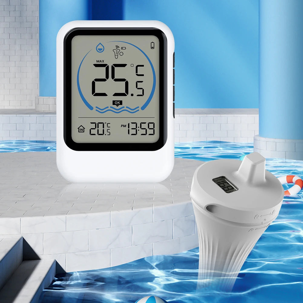 Smart Pool Thermometer Easy Read Floating Pool Thermometer Digital Pool Thermometer for Ice Bath Tub Fishbowl Pond Hot Tub Zpaxo