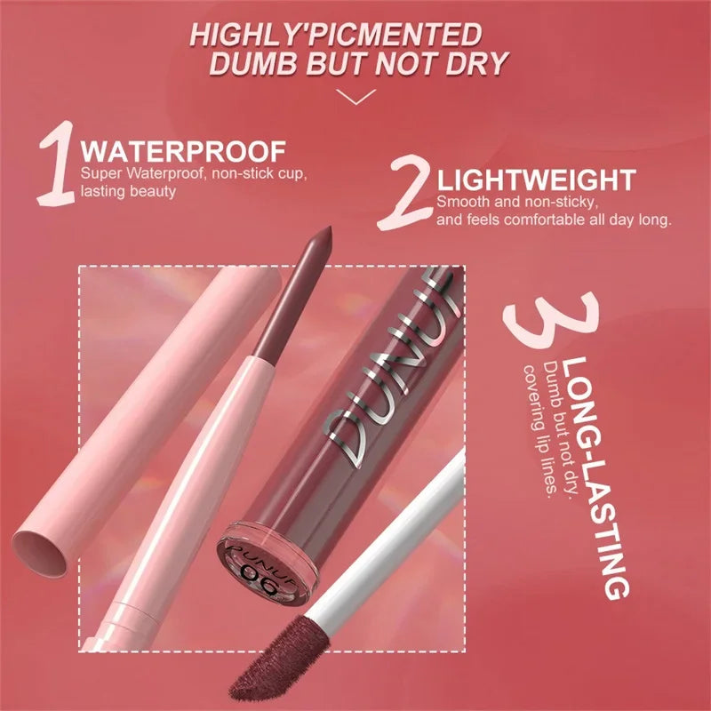 12 Color Matte Lip Liner Pencil Lip Gloss Set Waterproof Lipliner Pen Red Brown High Pigmented Lip Glaze Lips Cosmetics Makeup Zpaxo