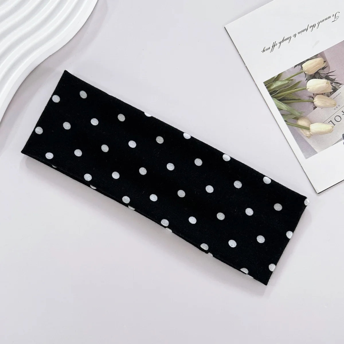 Y2K Retro Boho Breeze Wind Dot Stretch Women's Hairbands Korean Ins Zpaxo black One Size