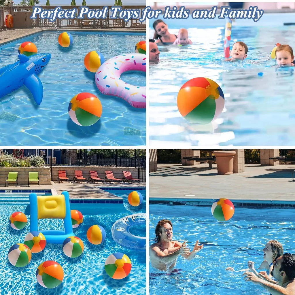 Summer Inflatable Beach Balls Rainbow Striped Pool Party Games Adults
