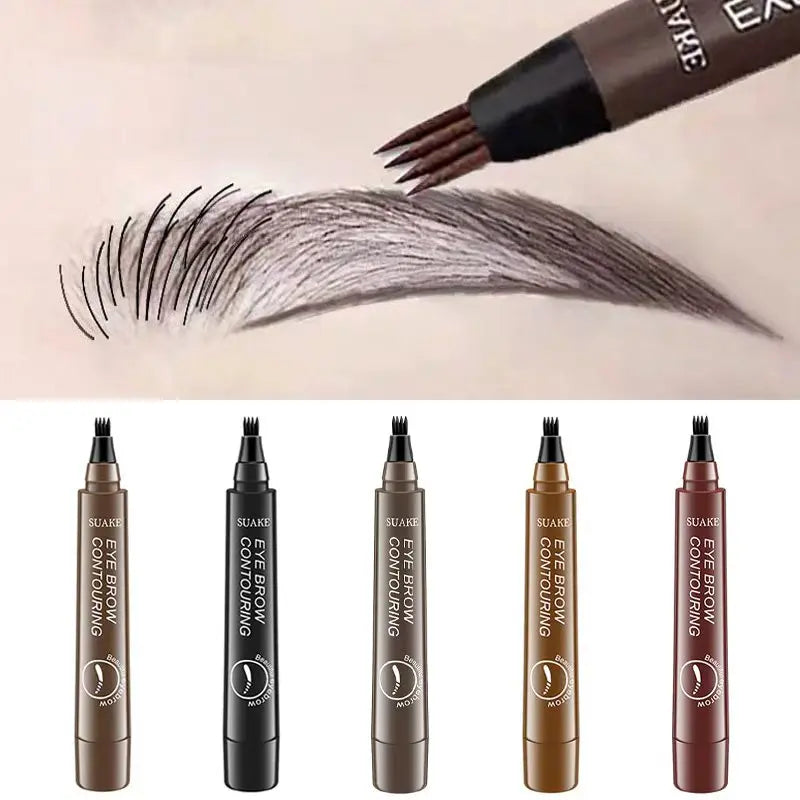 Waterproof Eyebrow Pen, Microblading Eyebrow Pencil With 4 Split Head, Natural Looking Brows Makeup ( 5 Colors) Zpaxo