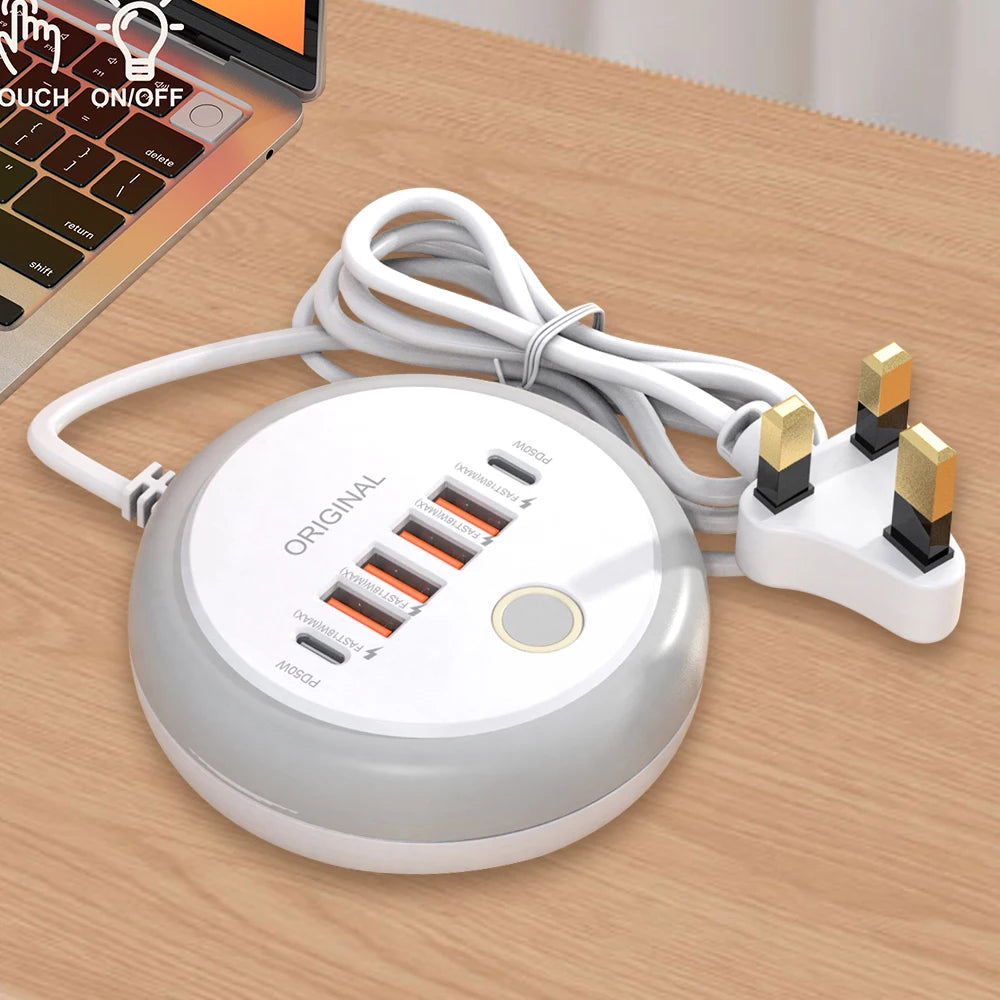 50W Multi Ports USB Charger Power Strip Socket Fast Charging Travel Zpaxo UK Plug