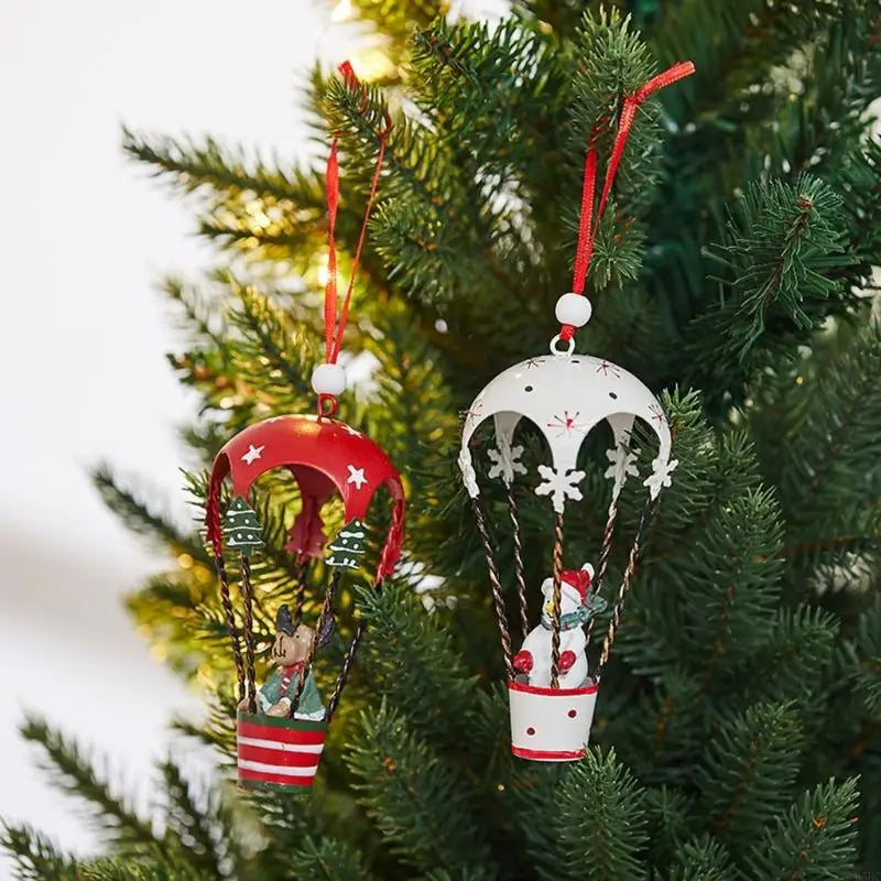 Bucolic Metal Santa Reindeer Hanging Ornament Holiday Window Display