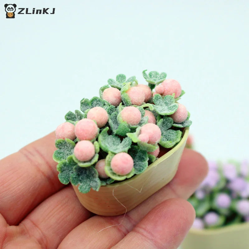 ▶1:12 Dollhouse Simulation Flower Plant Potted Dollhouse Mini Home Decoration Dolls House Micro Landscape Plant Accessories Zpaxo