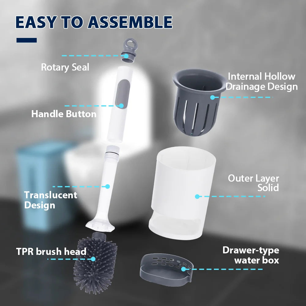 Water Spray Silicone Toilet Brush Detergent Refillable Bowl Cleaner