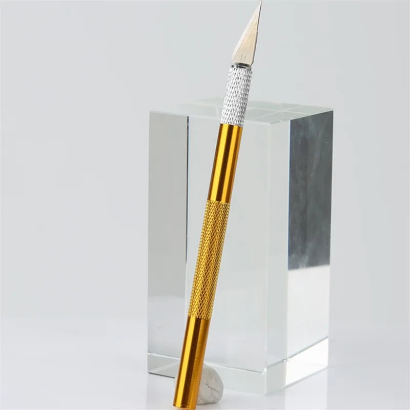 Non-Slip Metal Carving Scalpel Knife Tool Kit Paper Cutter Engraving Craft Knives 5 pcs Blades Mobile Phone PCB Repair Hand Tool Zpaxo