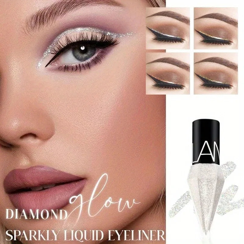 Pearlescent Glitter Diamond Liquid Eyeliner Shimmer Silver Color Waterproof Long Lasting Easy to Wear Eye Pencil Korean Makeup Zpaxo