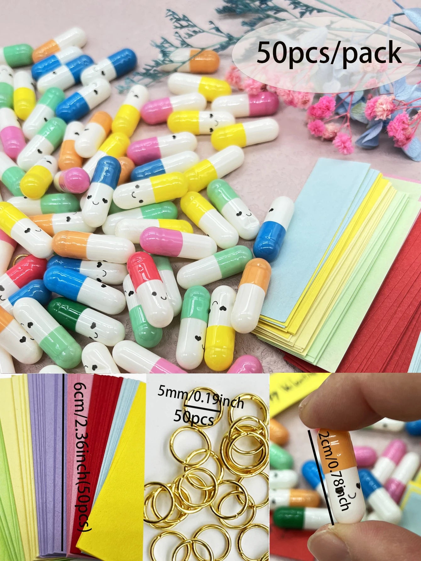 50pcs Message Capsule Love Pills – DIY Valentine's Notes & Wishes DIY Gift Capsules Zpaxo color 2