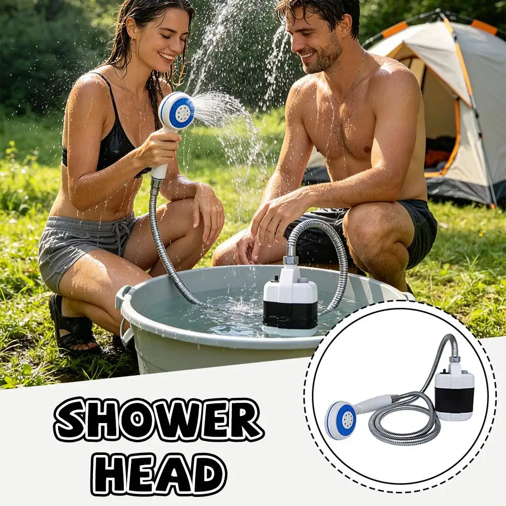 Waterproof Portable Electric Camping Shower USB Rechargeable Pump Shower Head for Hiking Beach Pet Bathing Car Washing Zpaxo