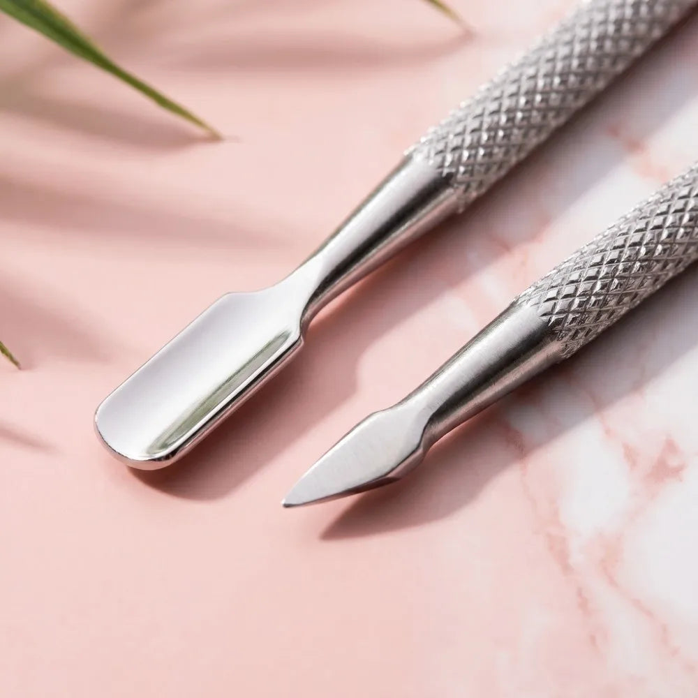Stainless Steel Cuticle Pusher Small Compact Textured Appearance Nail Zpaxo