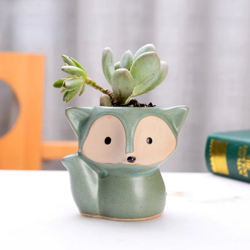 Ceramic Fox Plant Pot Micro Cute Mini Potted Succulents Small Flower Zpaxo B