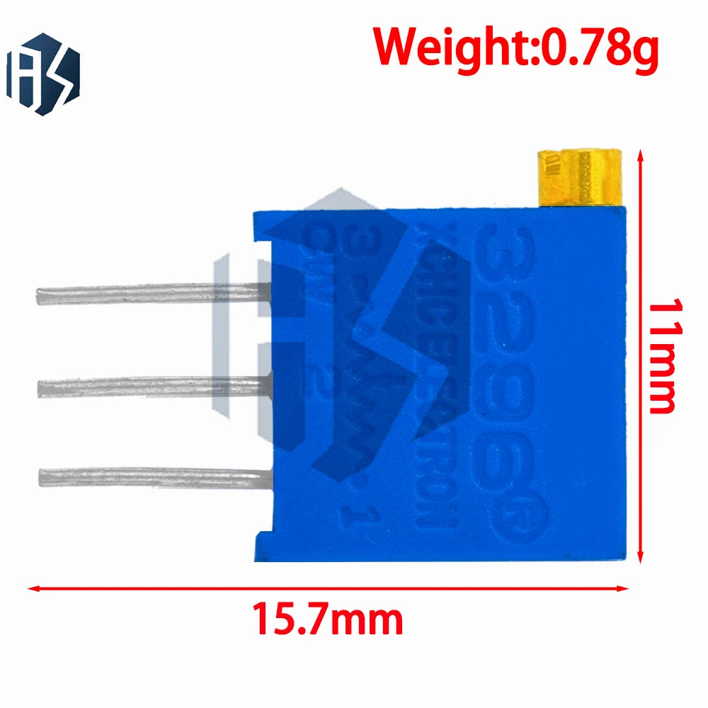 10PCS 3296 Trimpot Assortment: 3296X Trimmer Potentiometers – 50Ω, 100Ω, 1KΩ to 100KΩ, 1MΩ Resistance Values Zpaxo