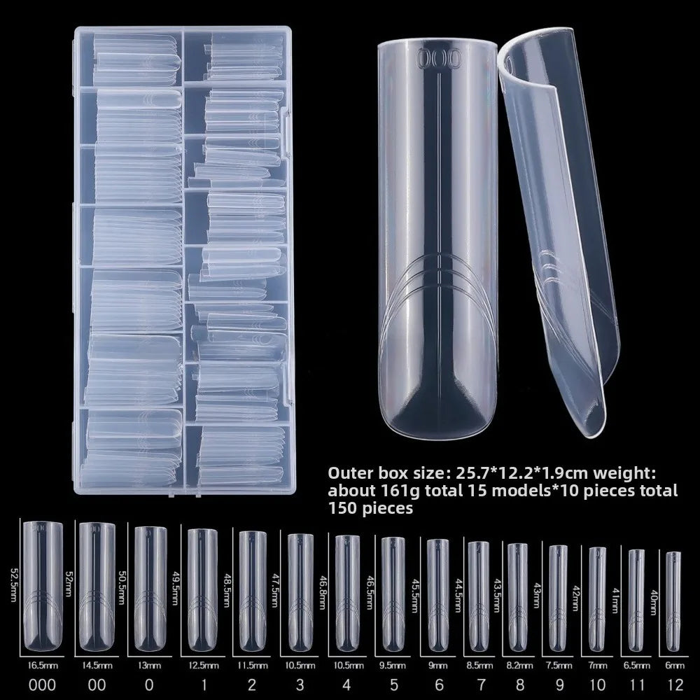 Coffin Shape Sandwich Nail Forms Natural Clear Almond Art Tips Zpaxo 95-