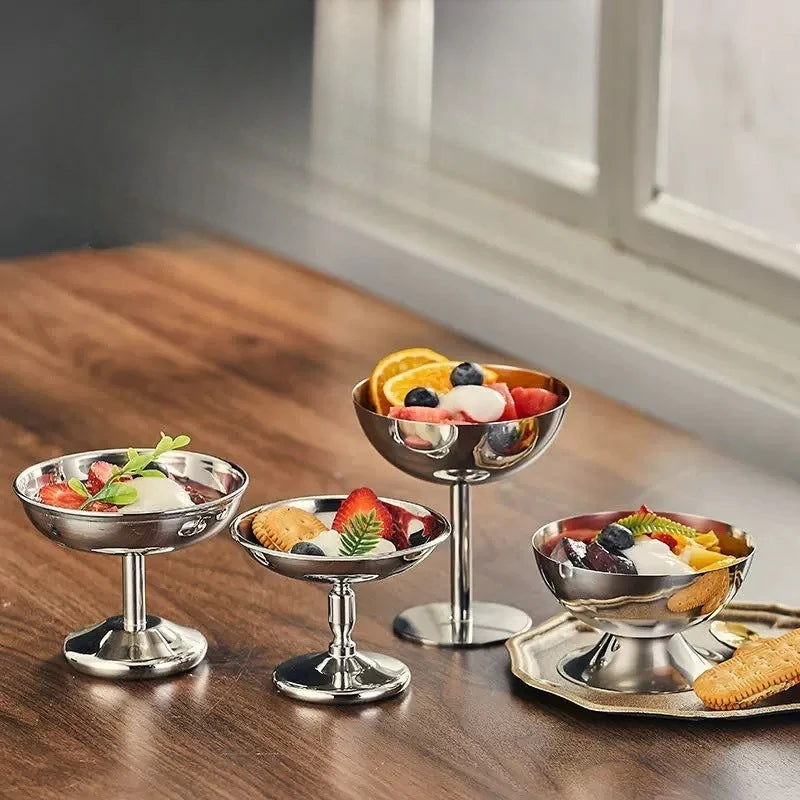Stainless Steel Ice Cream & Dessert Cups – Tall & Short Dessert Serving Cup Zpaxo