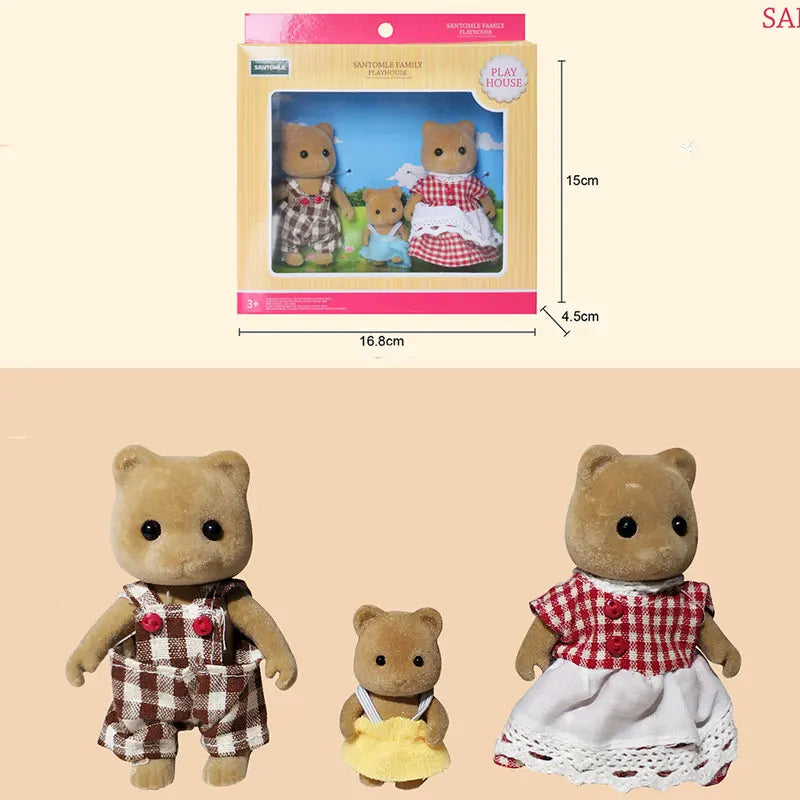 1 12 Forest Animal Family Mini Rabbit Bear Deer Cat Doll Girl Play Zpaxo Brown Bear