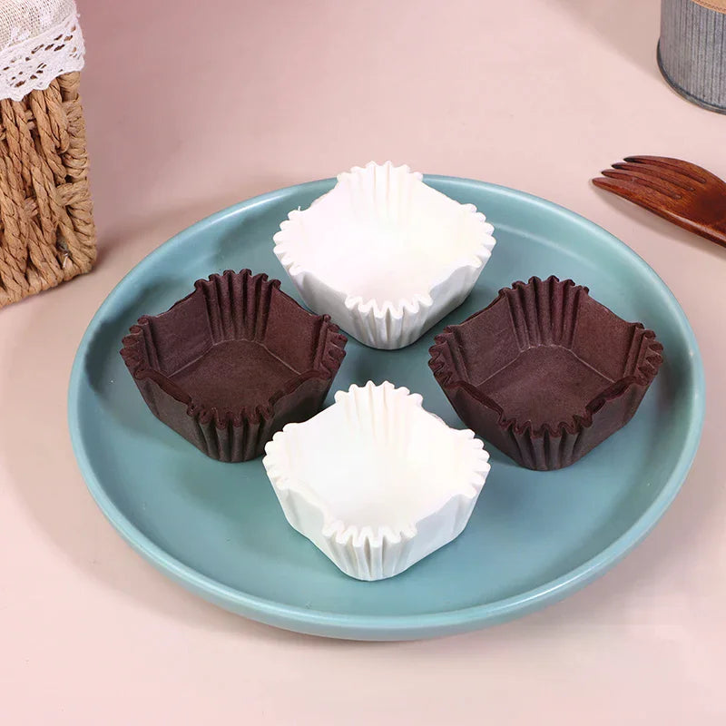 Square Cupcake Liners Muffin Baking Cups Pan Paper Oven Microwave Zpaxo