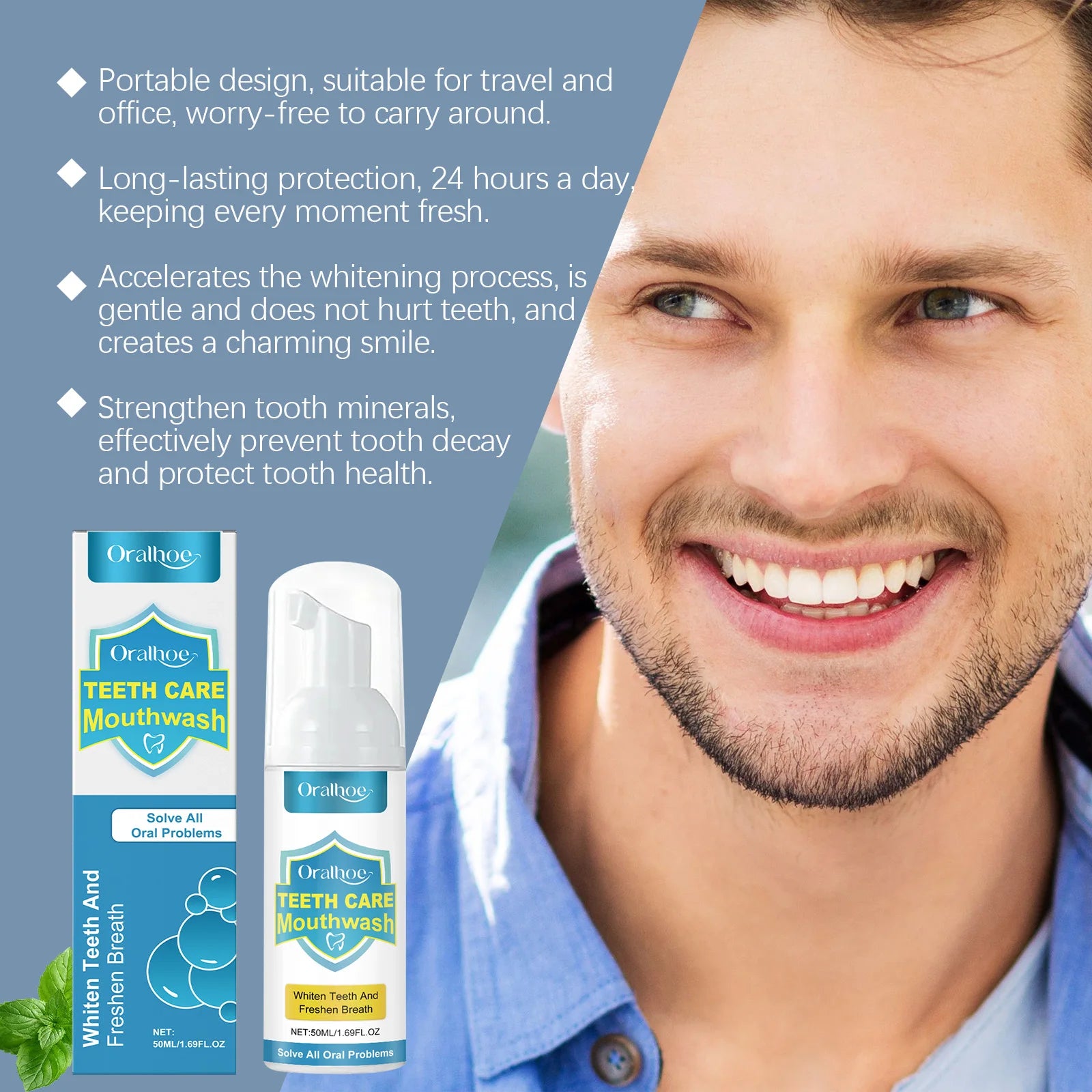 Oralhoe Teeth Whitening Foam – Minty Fresh Oral Care Mousse Teeth Whitening Foam Zpaxo