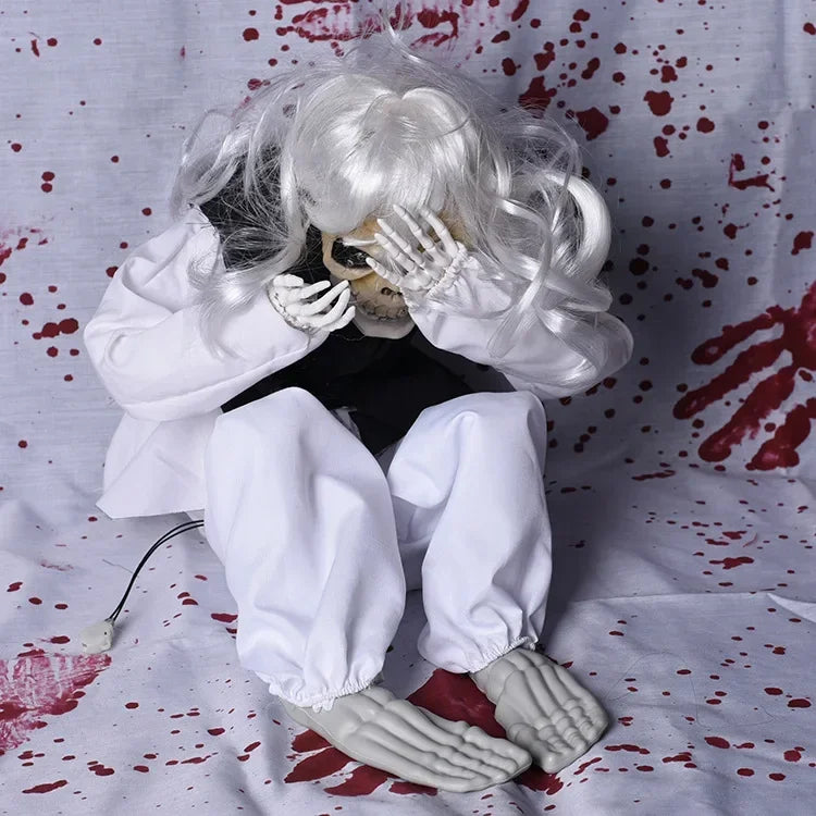 Halloween Animated Crying Ghost Touch-activated Shaking Skull LED