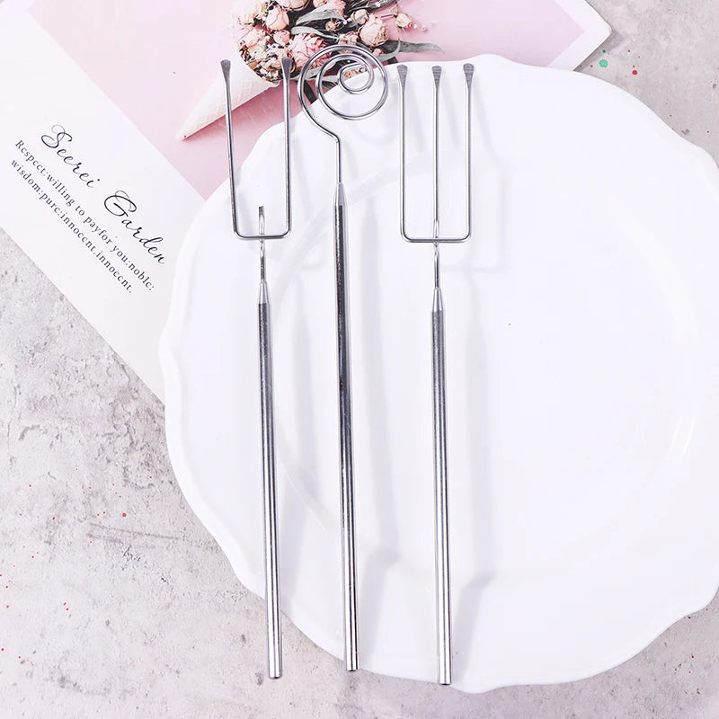 Stainless Steel Candy Dipping Fork Irregular Shaped Cheese Fondue Culinary Decorating Fork Long Handle Chocolate Dipping Tool Zpaxo