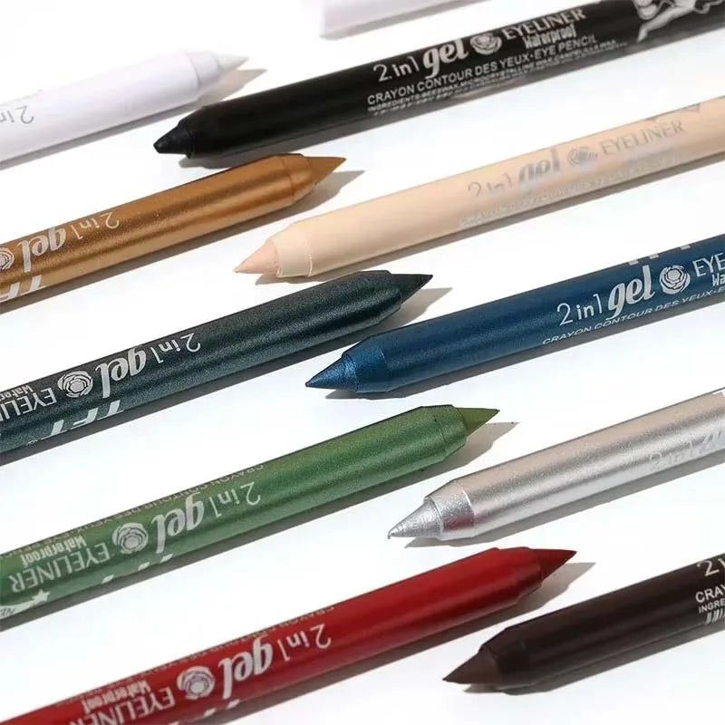 Waterproof Eyeliner Gel Pencil Pigment Brown Black White Glitter