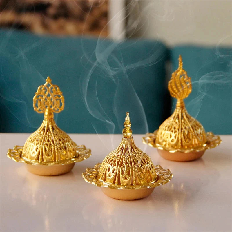 Middle Eastern-style Openwork Metal Incense Burner Arabian Gold